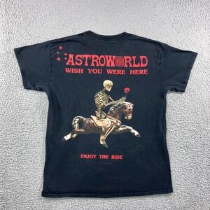 Astroworld T-Shirt Men L Black Travis Scott Wish You Were Here Skeleton Horse